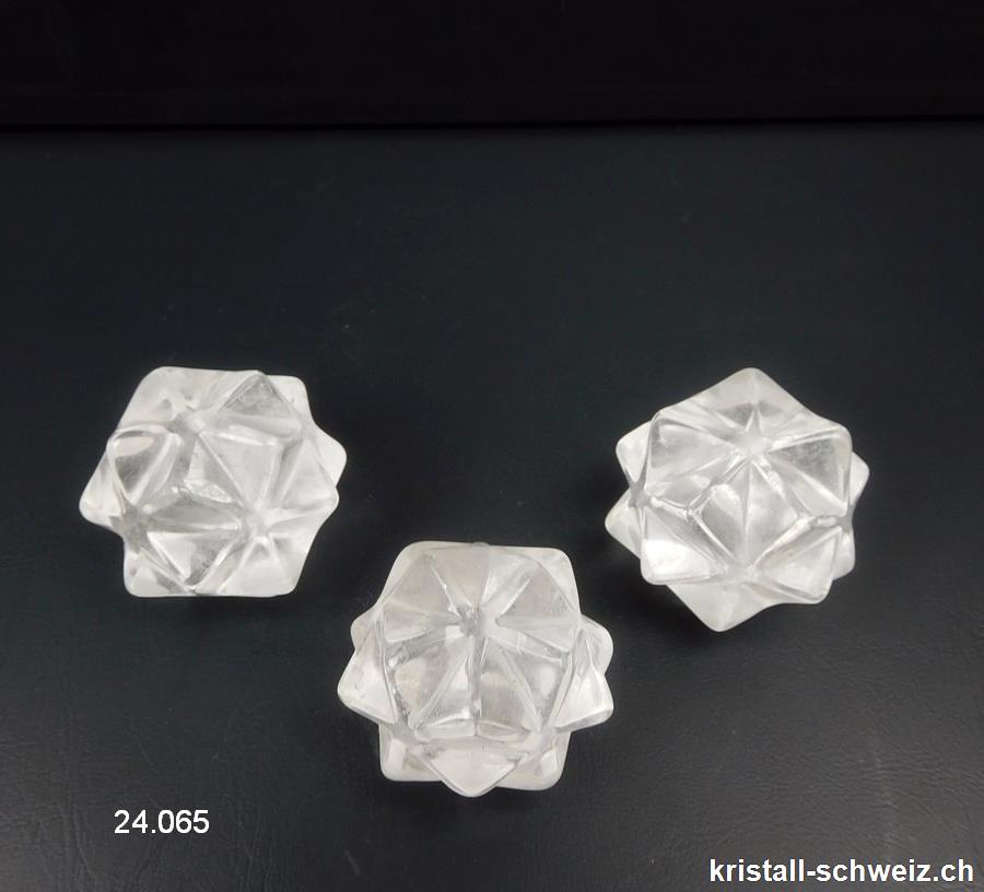 Ikosaeder - Meteorit - Bergkristall 2,7 - 2,9 cm, 30 bis 35 Gramm