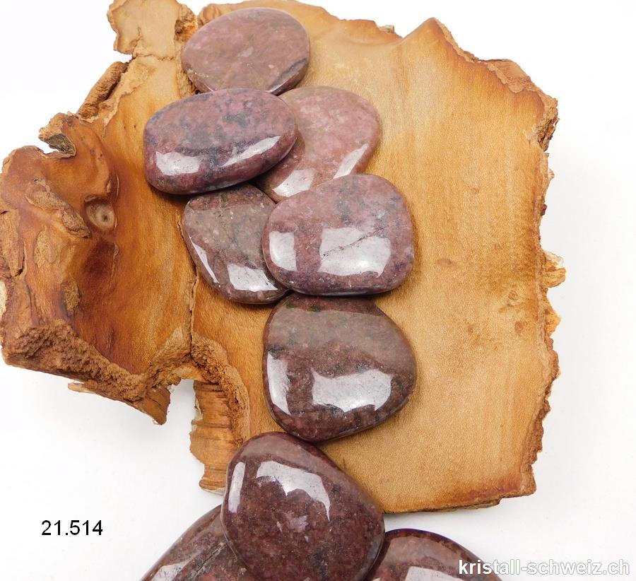 Rhodonit dunkel, flach 3,8 bis 4,5 cm. Größe L - XL