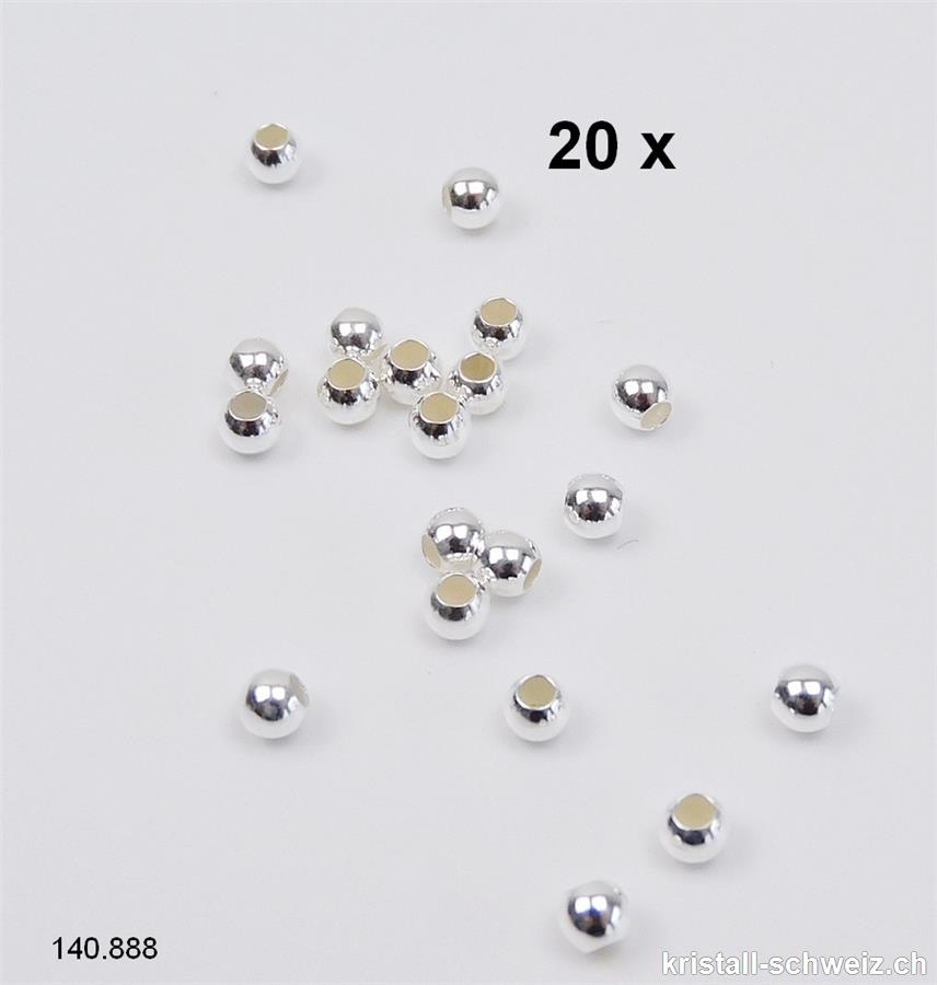 20 Stk - Questschösen oder Zwischenteile Silber 925, 3 mm / Bohrung 1 mm