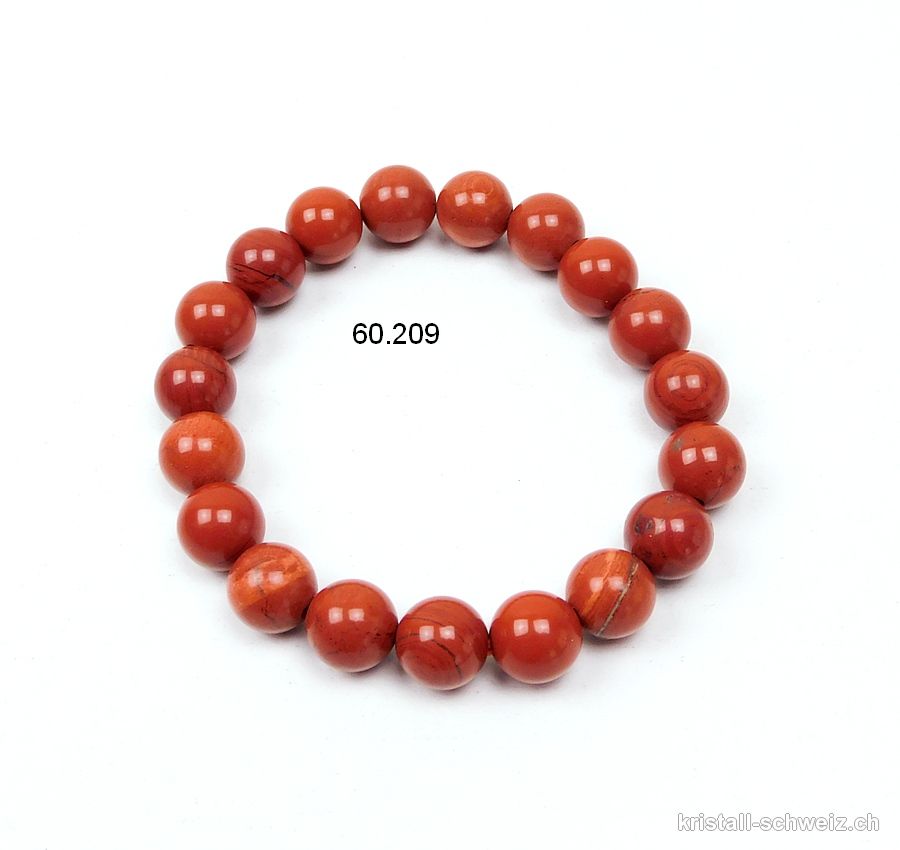 Armband Jaspis ziegel rot 10 mm, elastisch 19 cm. Grösse M-L