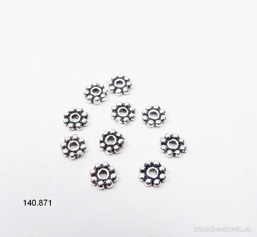 Ethno Blume 4 mm, Zwischenteil 925er Silber patiniert. Sonderangebot