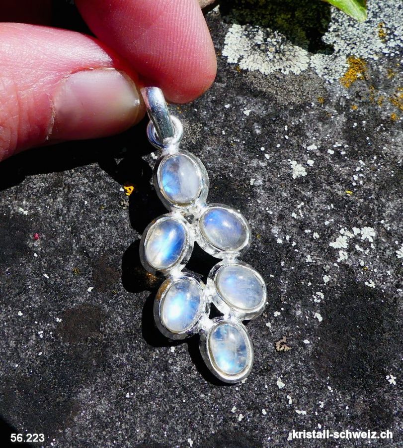 Anhänger Traube Regenbogen Mondstein aus 925 Silber. SONDERANGEBOT