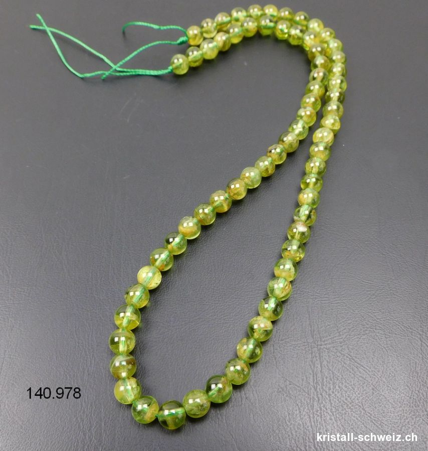 Strang Peridot - Olivin 6 mm / 39,5 cm, ca. 64 Kugeln