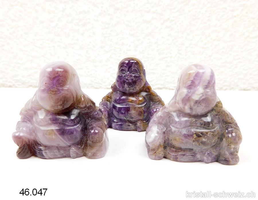 Klein Buddha Amethyst-Quarz 3 cm. AB Qual. SONDERANGEBOT