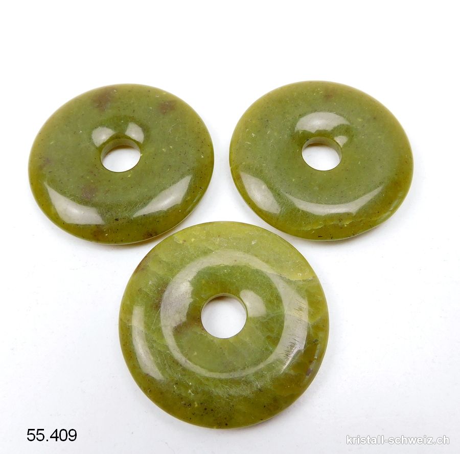 Jade Serpentin Oliv, Donut 4 cm