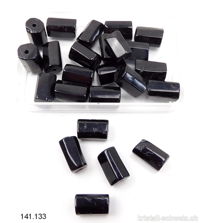 Turmalin schwarz - Schörl, gebohrtes Rohr ca. 7 - 10 x 6 - 7 mm