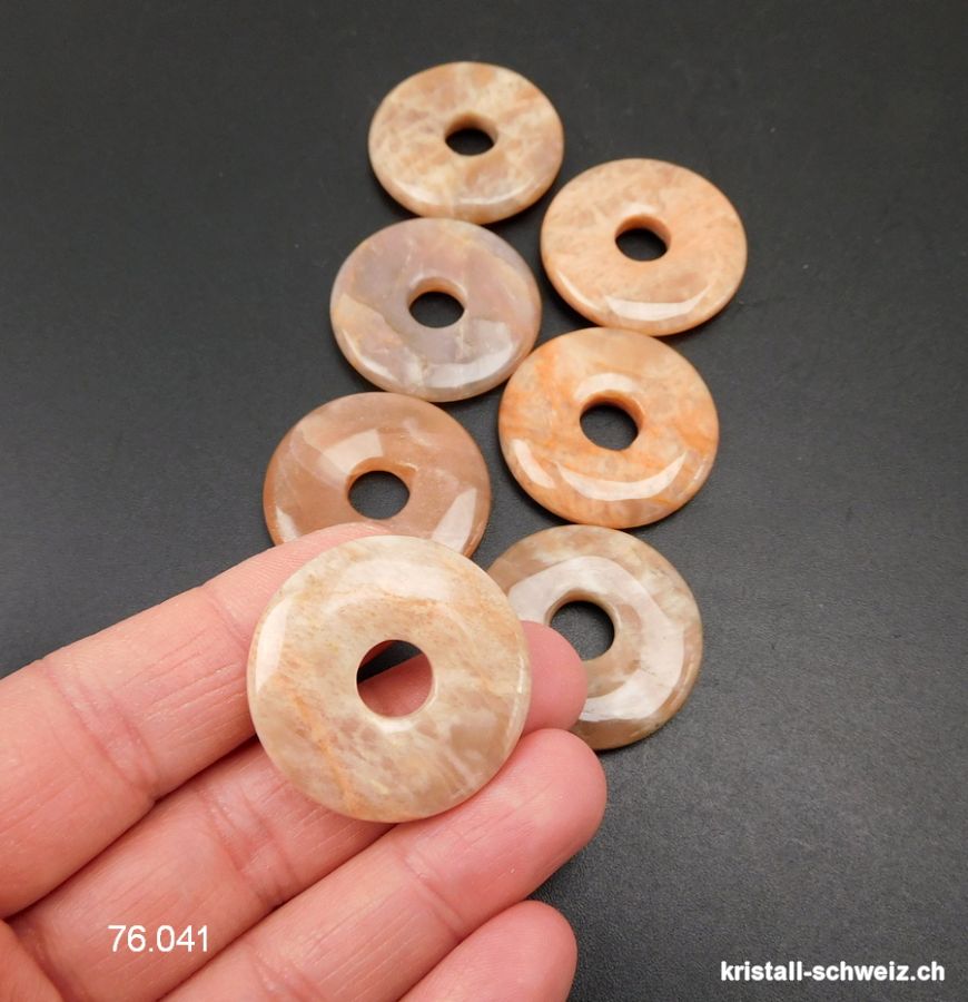 Mondstein beige-chokolade aus Tansania, Donut 3 cm