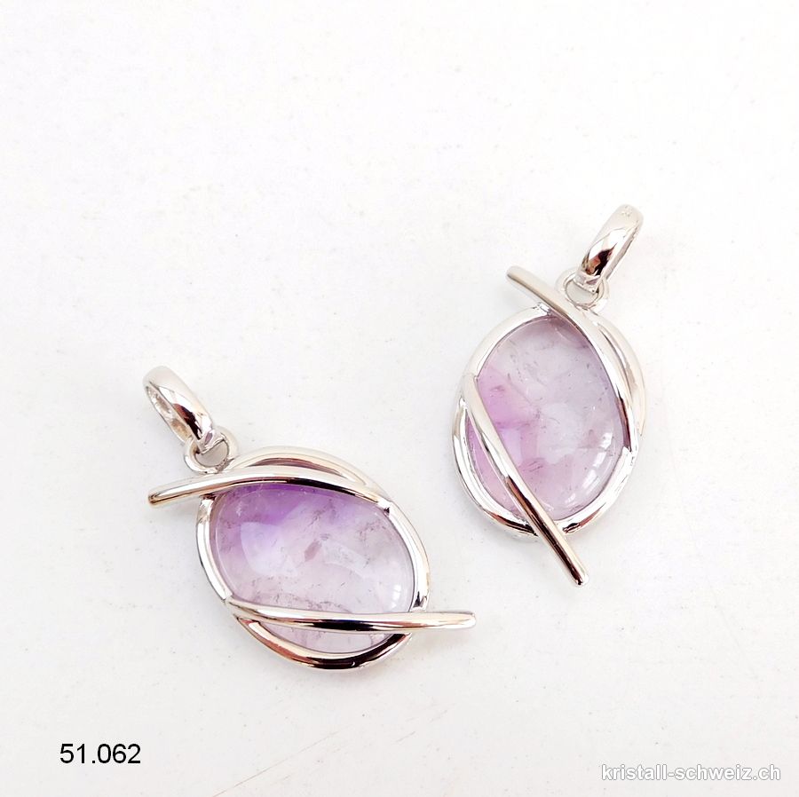 Anhänger Amethyst hell aus 925er Silber rhodiniert. A-Qual.