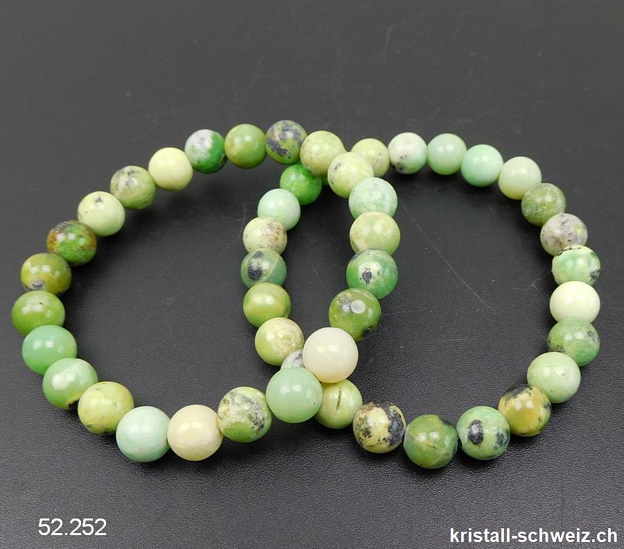 Armband Opal grün 8,5 mm, elastisch 18,5 cm. Grösse M