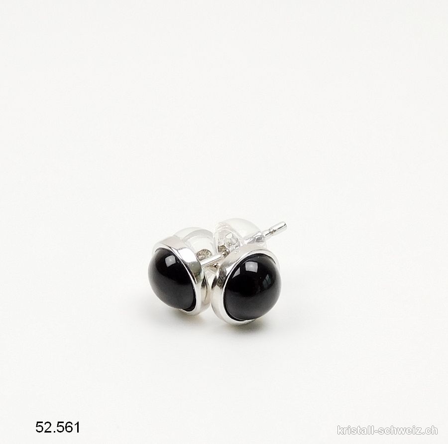 Ohrstecker Onyx schwarz Cabochons 6 mm / 925 Silber Rhodiniert