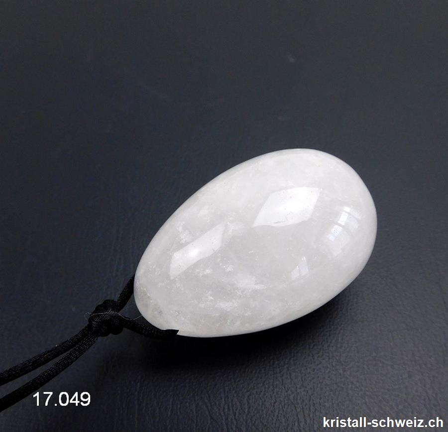 1 Ei YONI Bergkristall transluzent 4 x 2,5 cm. Grösse M. GEBOHRT. Sonderangebot