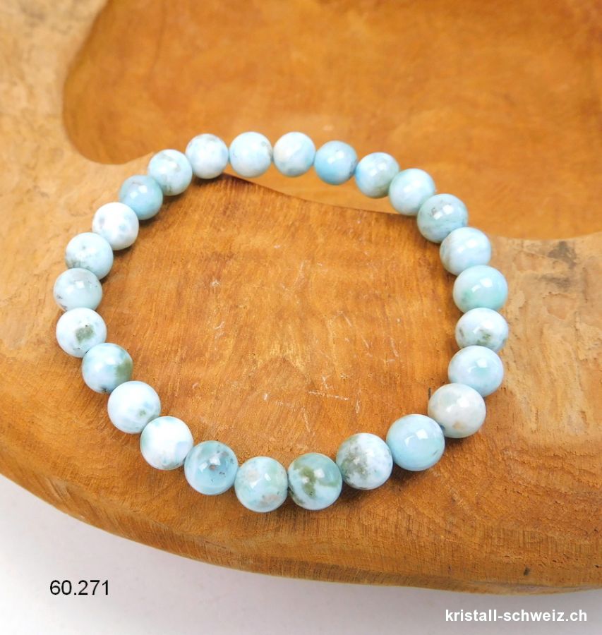 Armband Larimar blau-grün 7 mm / 18,5 cm. Sonderangebot