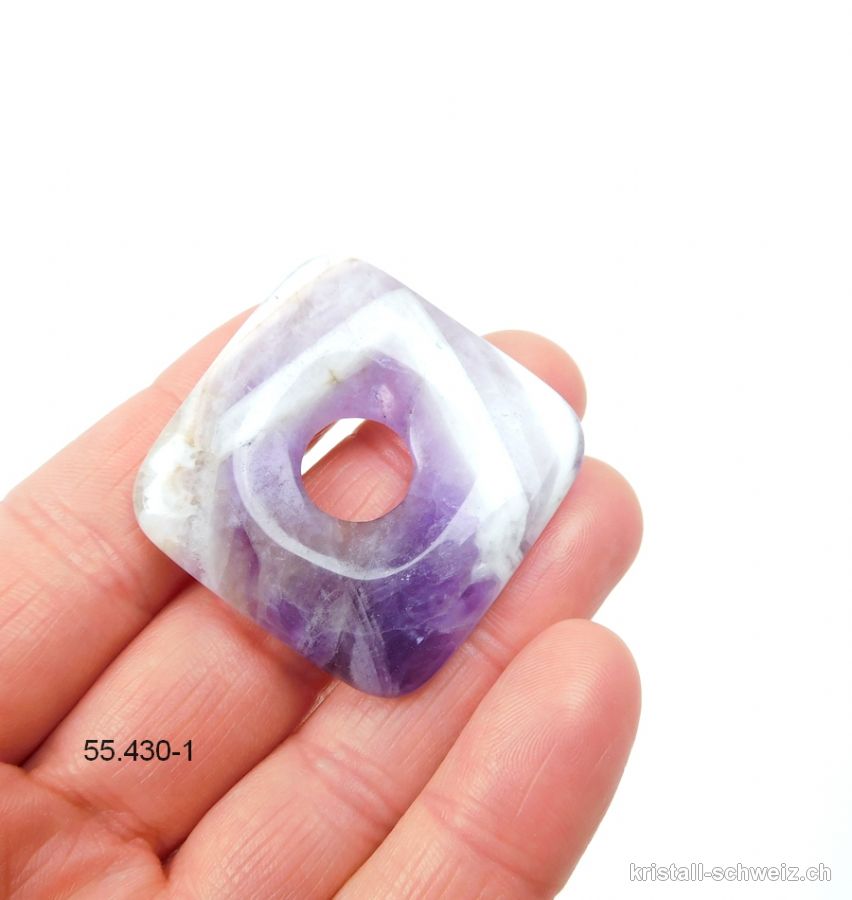 Amethyst Chevron, Donut quadratisch 3,5 cm. Unikat