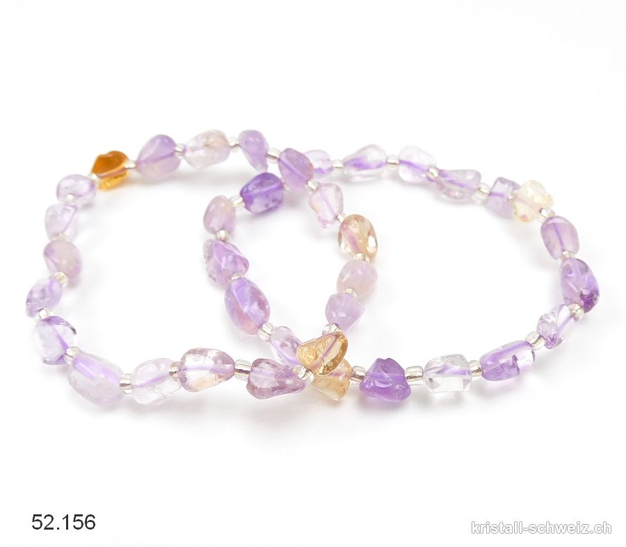 Armband Amethyst hell u. Citrin 5 - 8 mm / 17,5 - 18 cm. Grösse SM