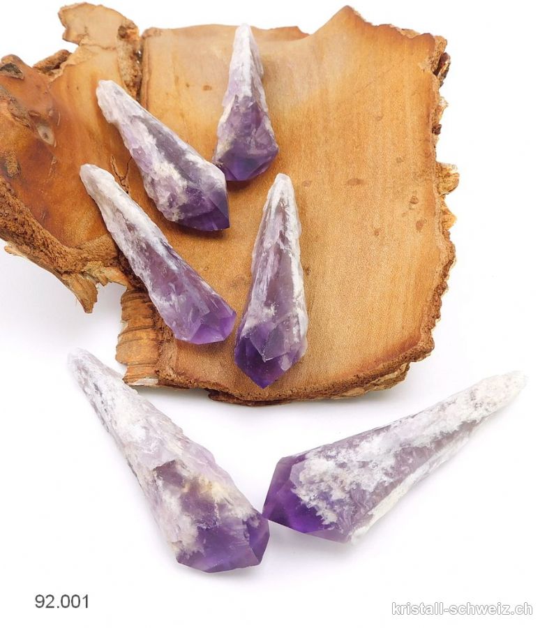 Amethyst dünne Rohspitze aus Brasilien 6,7 bis 7,5 cm. SONDERANGEBOT