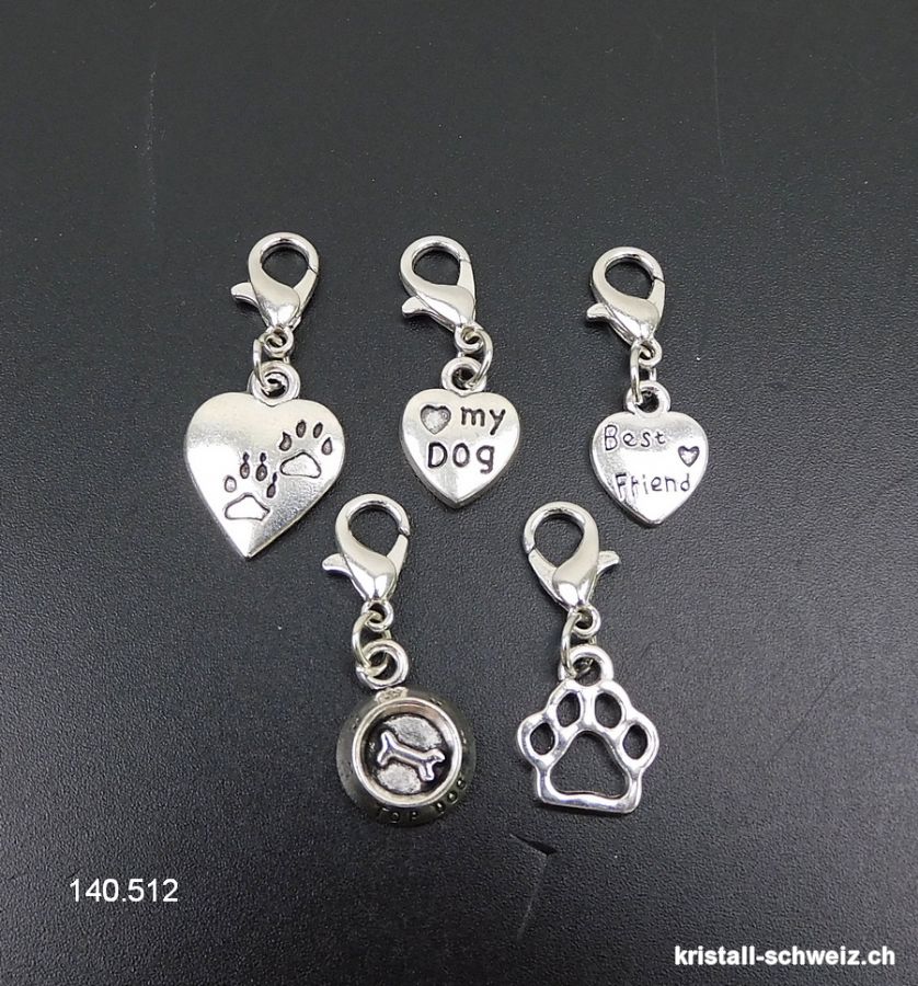 Los 5 Charms 1 bis 1,5 cm und Haken, aus Metall versilbert. SONDERANGEBOT