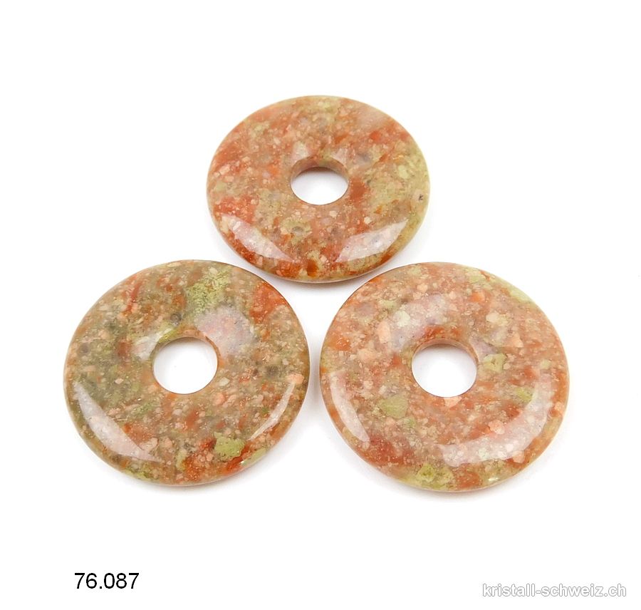 Epidot - Unakit - Granit, Donut 3 cm