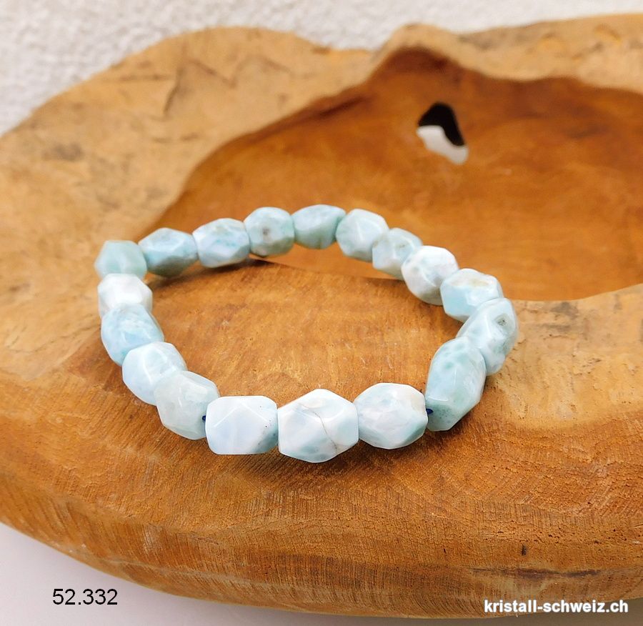 Armband Larimar Nuggets facettiert 8 - 10 mm, elastisch 18 - 19 cm. Sonderangebot