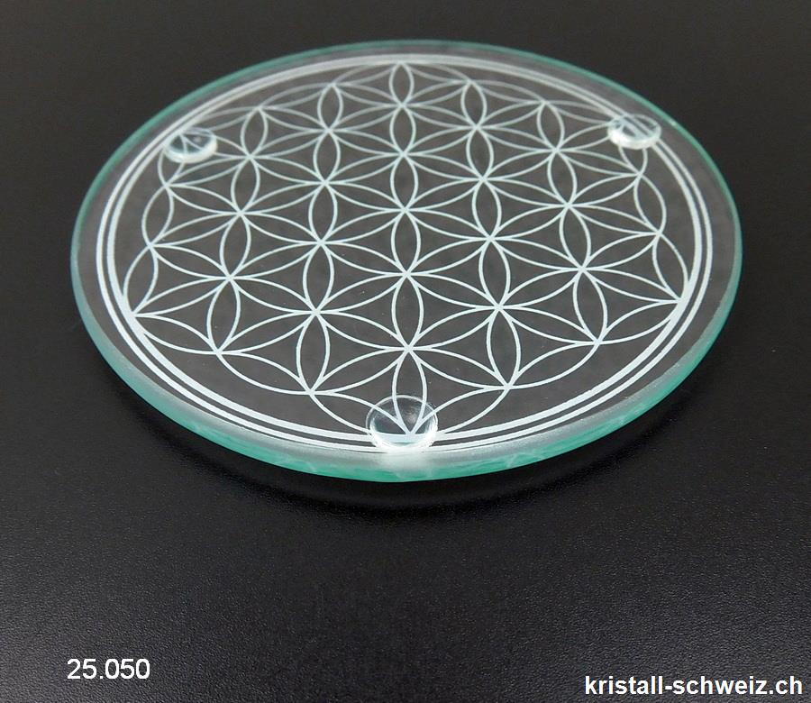 Glas-Untersetzer transparent Blume des Lebens 9 cm