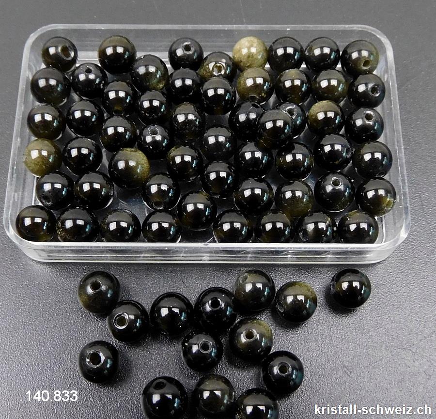Obsidian gold und geräuchert, Kugel gelocht 5,8 - 6,3 mm