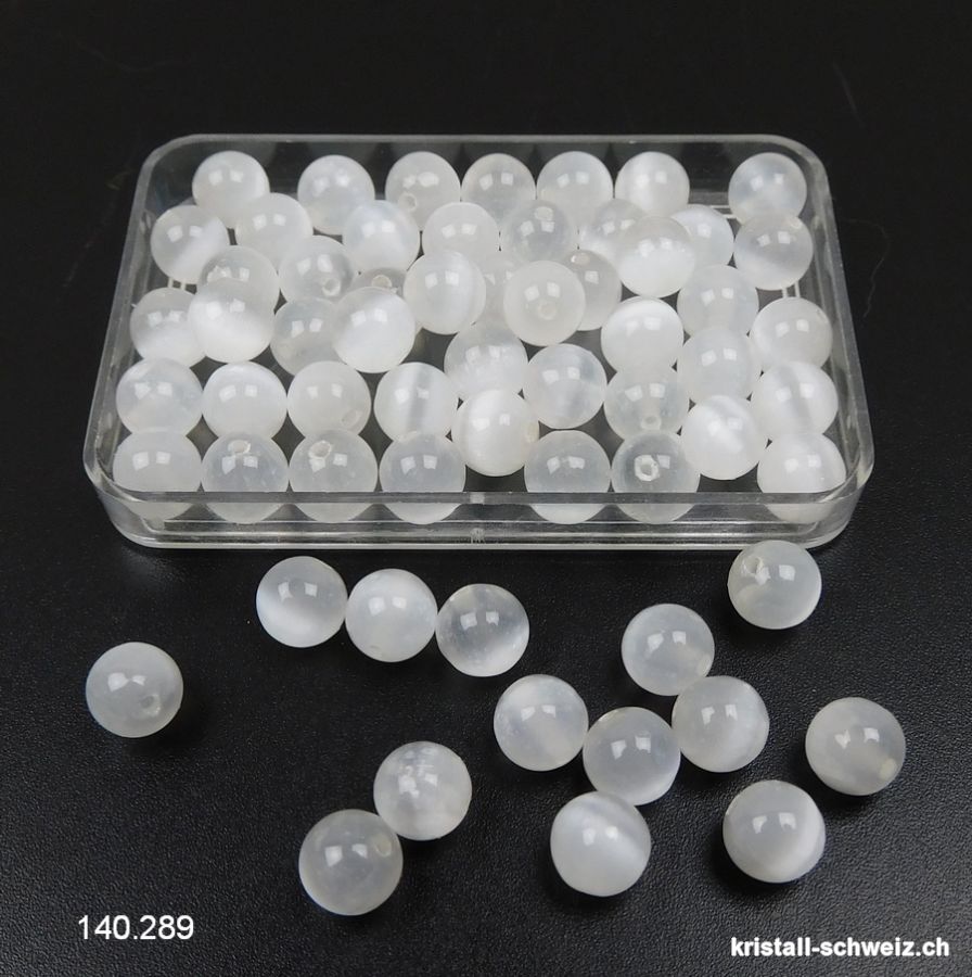 Selenit weiss, Kugel gelocht 6,5 mm