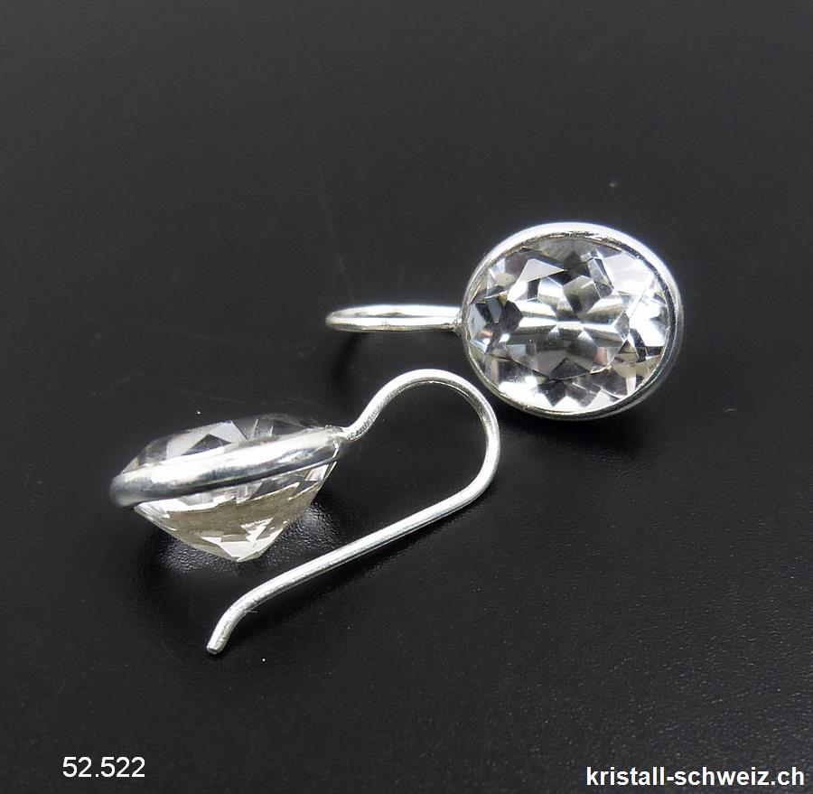 Ohrhänger Bergkristall, Oval facettiert aus 925 Silber
