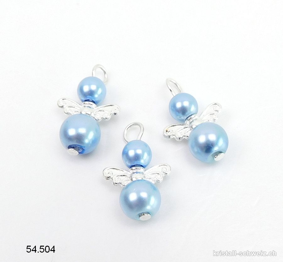 Charm Engel hellblau aus Metall 1,8 cm, mit offenem Ring