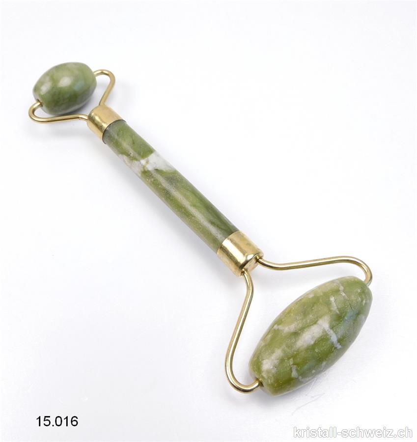 Massage-Roller Jade Serpentin grün 14 cm. SONDERANGEBOT