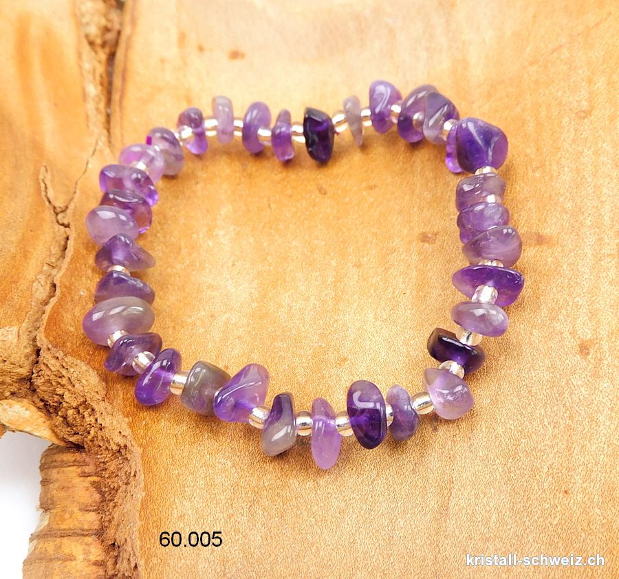 Armband Amethyst Barok, elastisch 16,5 - 17 cm. Grösse S