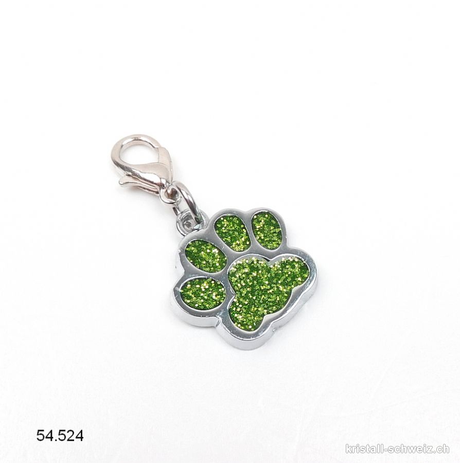 Charm Tierpfote GRÜN 1,6 cm, aus Metall mit Verschluss