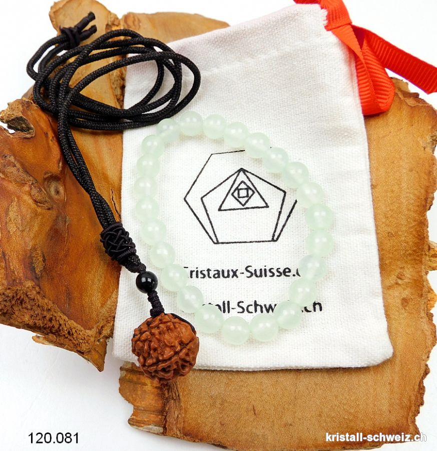 Set SPIRITUELLE BERUHIGUNG Grüner Quarz - Rudraksha. Sonderangebot