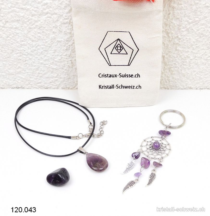 Set Amethyst - INNERER FRIEDEN. Sonderangebot mit Schlüsselanhänger