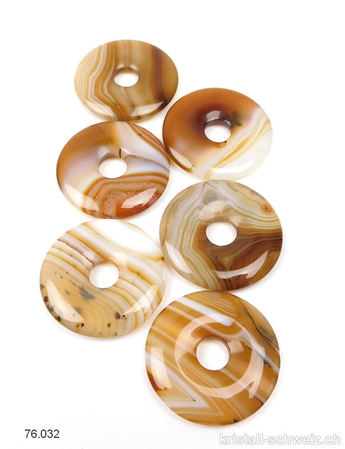 Achat braun-Kaffee gestreift, Donut 3 cm