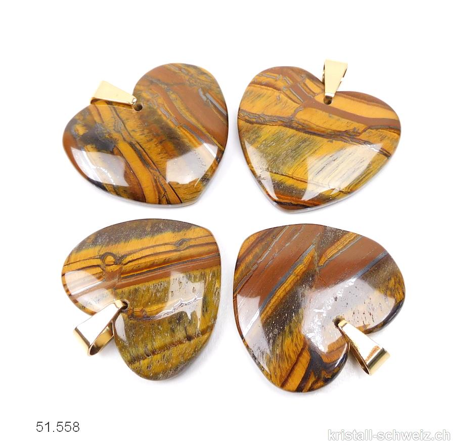 Anhänger Tigereisen Herz 3,5 - 4 cm, Clip Metall vergoldet