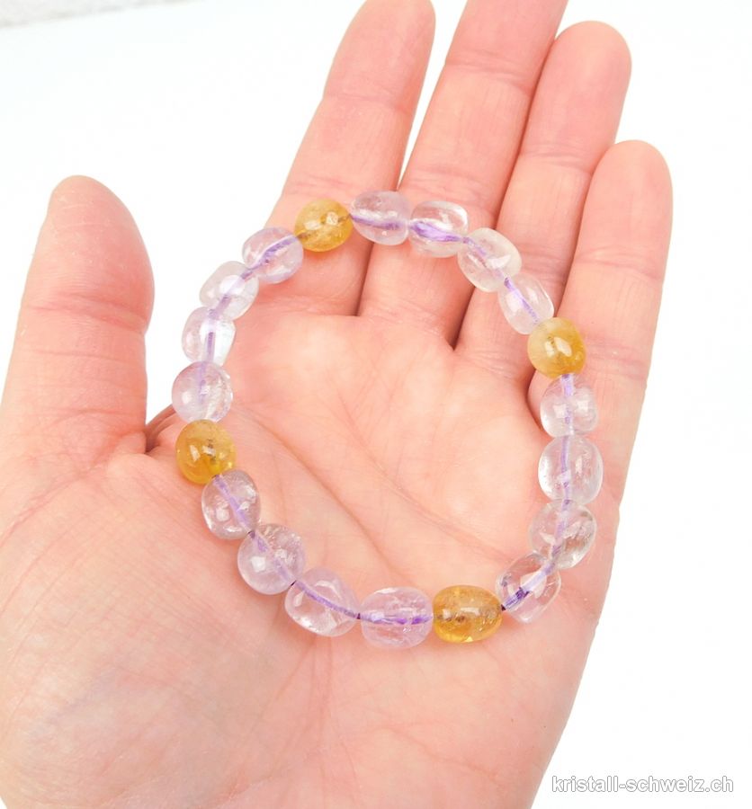 Armband Amethyst hell - Citrin 8-10 mm / 18,5 cm. Unikat