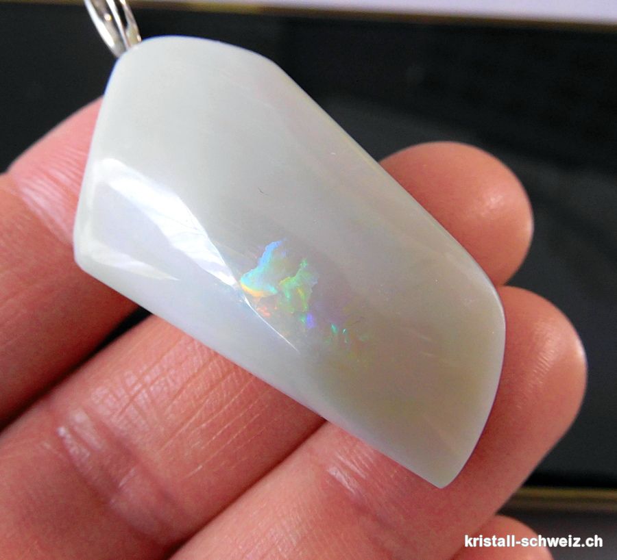 Anhänger Edelopal Solid aus Coober Pedy, Australien an 925 Silberöse. Unikat