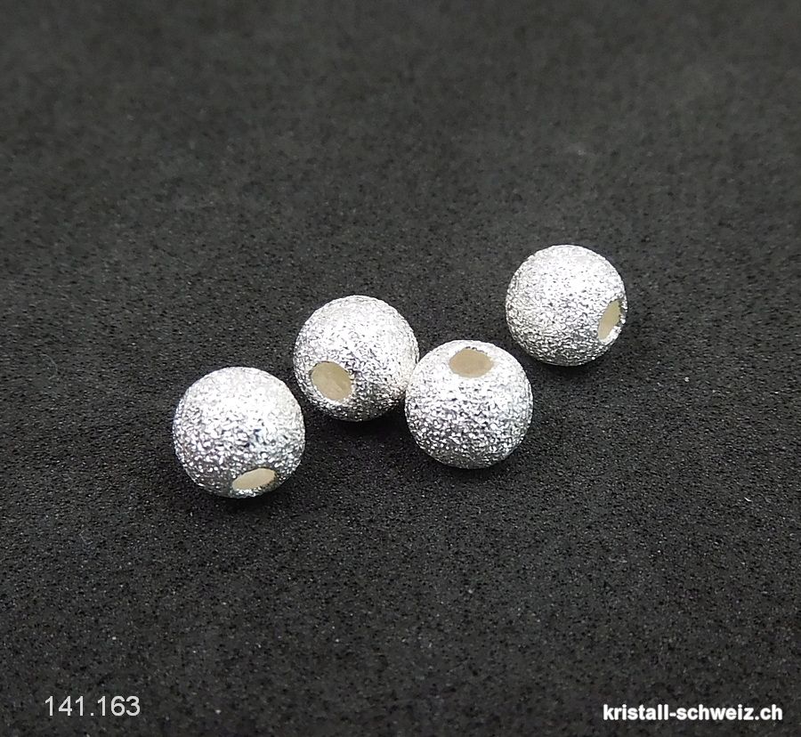 Perle 6 mm/Bohrung 1,5 mm, 925 Silber diamantiert hell