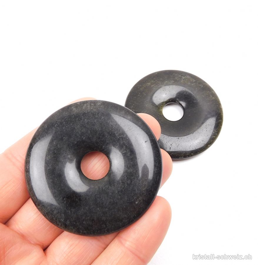 Obsidian gold-silber-schwarz, Donut 5 cm 