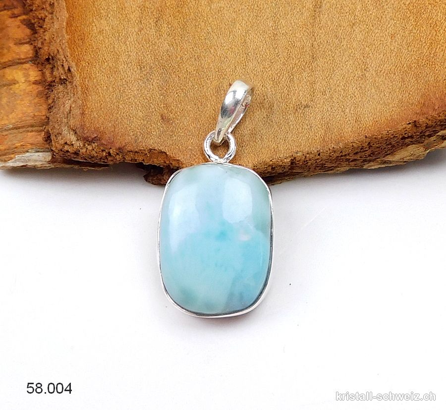 Anhänger Larimar 2 cm an Silberfassung. Unikat