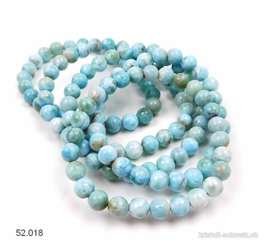 Armband Larimar blau-grün 7,2 mm / 18 cm. Sonderangebot