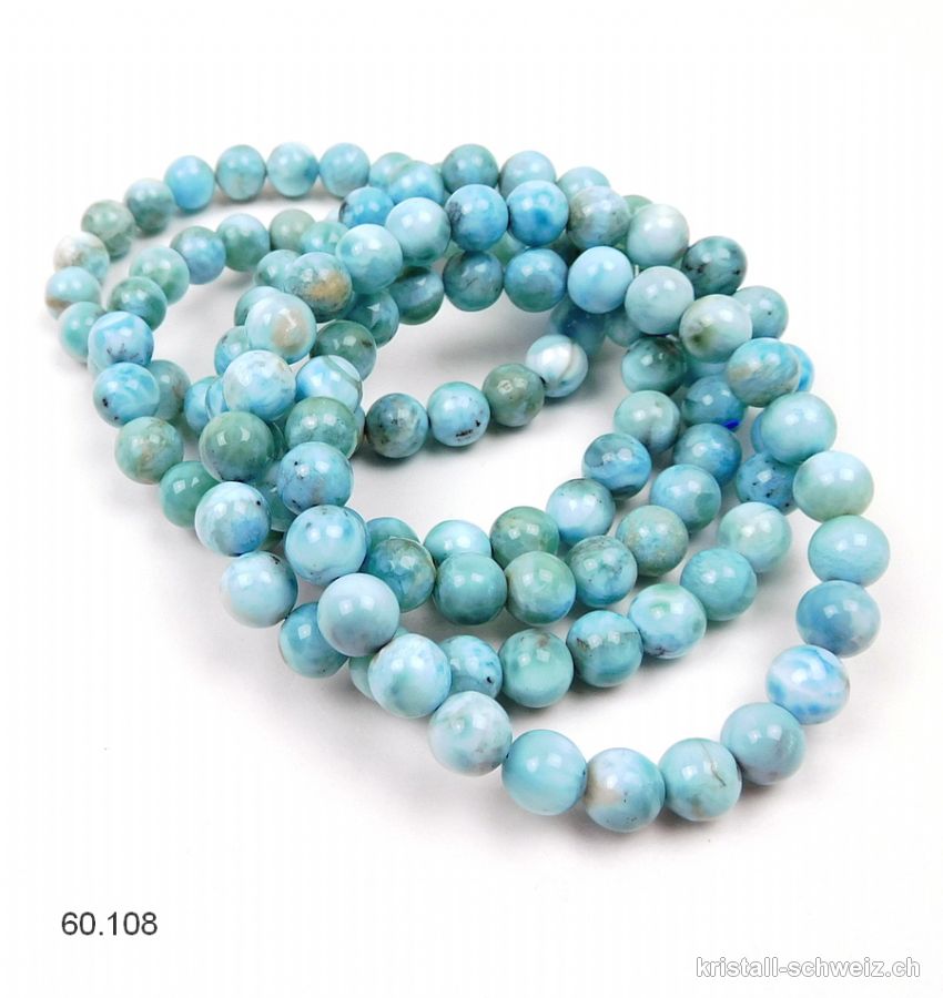 Armband Larimar blau-grün 7,5-7,8 mm / 18 cm. Sonderangebot