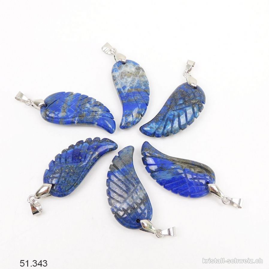 Anhänger Lapislazuli, Engelsflügel 3,5 cm mit Metallöse
