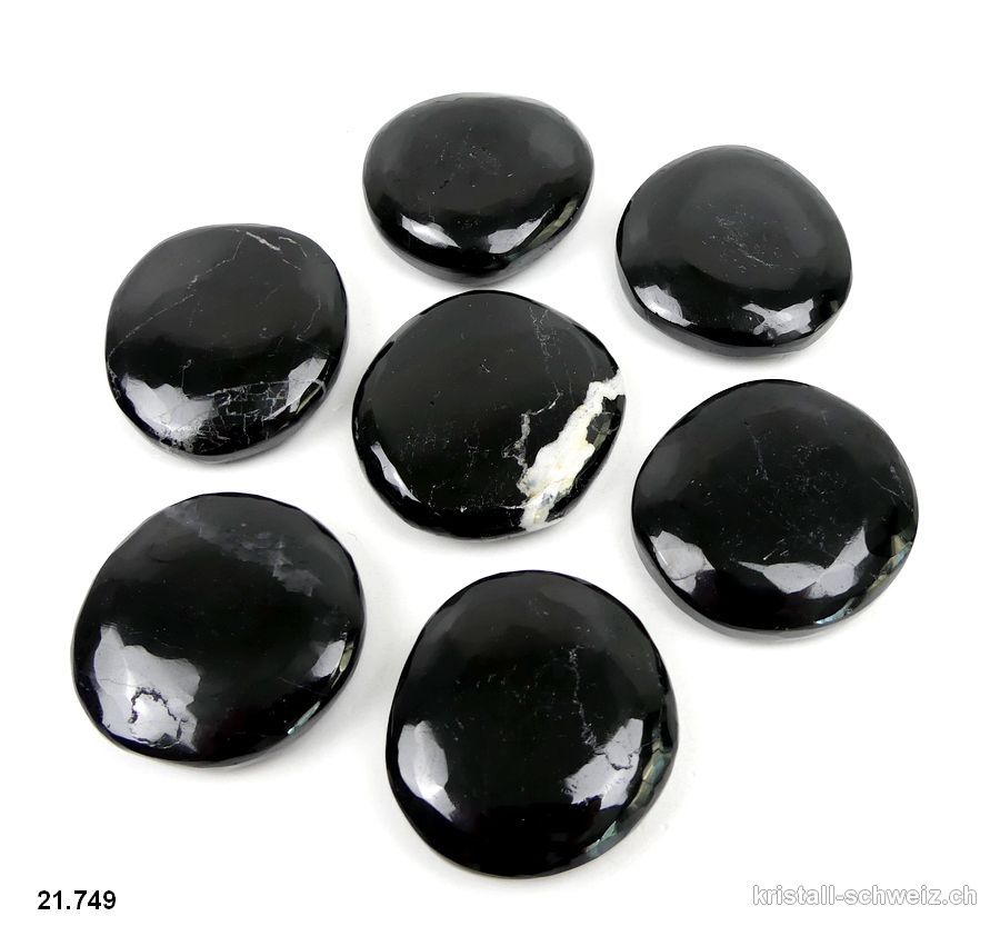 Turmalin schwarz flach poliert 3,6 - 4 cm / 24 bis 29 Gramm. Grösse L