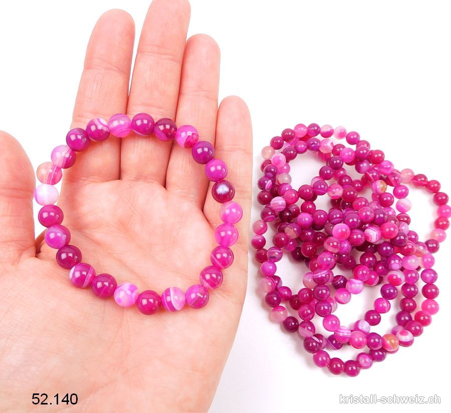 Armband Achat rose pink 8 mm / 18 - 18,5 cm
