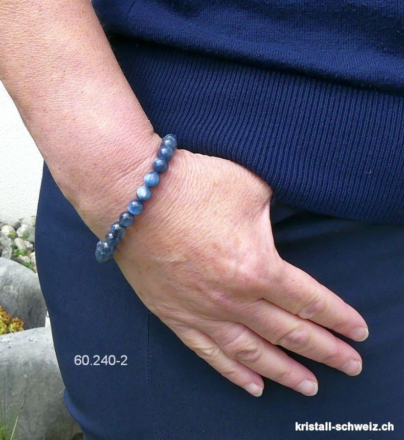 Armband Cyanit - Kyanit blau 7,5 mm / 19 cm. Unikat