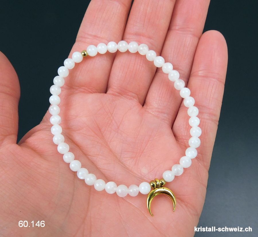 Armband Mondstein weiss 4 mm / 18 cm mit MOND