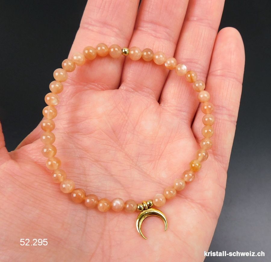 Armband Mondstein Lachs 4,5 mm / 18,5 cm mit MOND