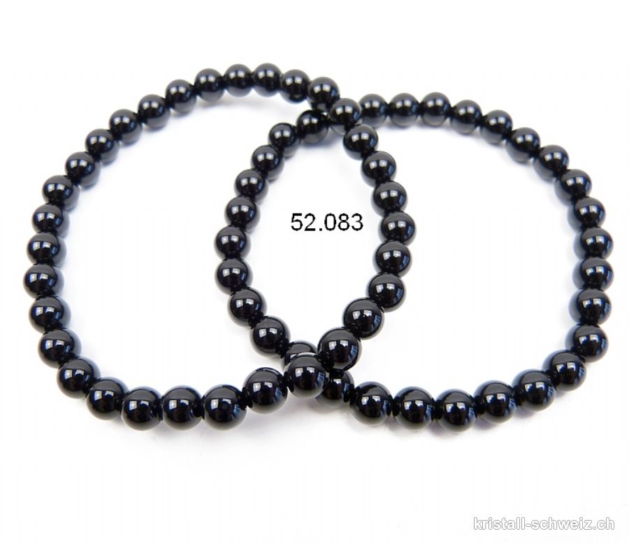 Armband Onyx schwarz 6 - 6,5 mm, elastisch 19 cm. Grösse ML