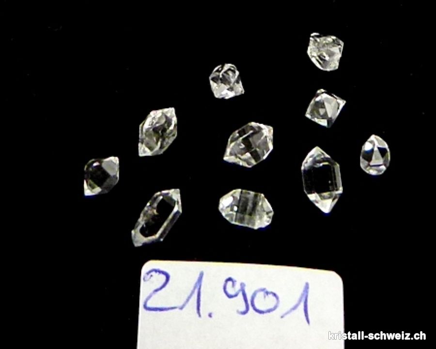 10 x Herkimer Diamant aus Pakistan 2 bis 4 mm. A-Qualität