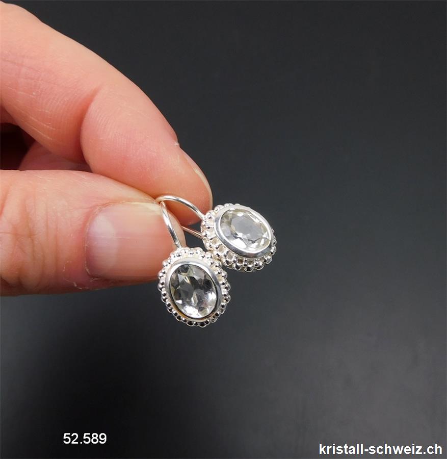 Ohrhänger Bergkristall facettiert aus 925 Silber. A-Qual.